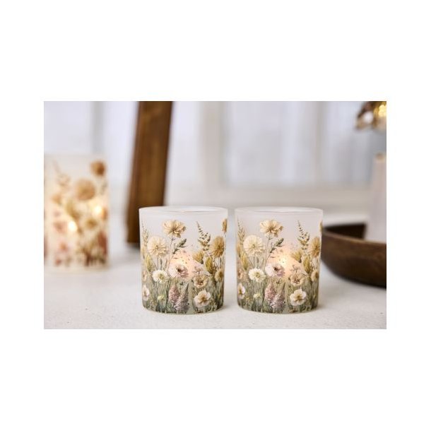 Fyrfadsstage m. blomster nude