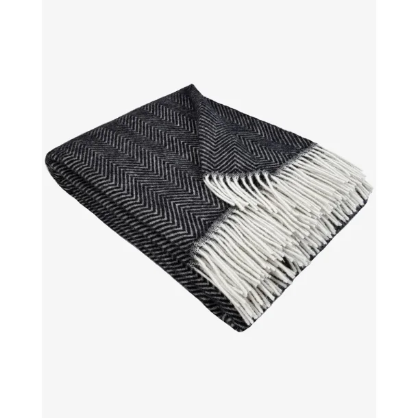 Uldplaid 140 x 200 cm - M�rkegr�
