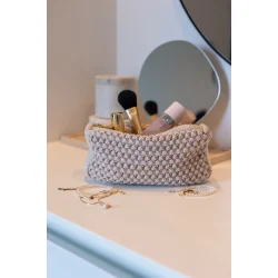 Strikket Clutch - Multi - Brun/Beige/Rose