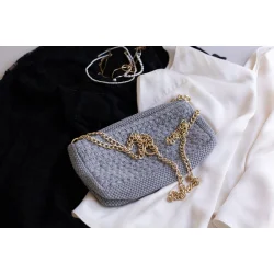 Strikket Clutch/Cross Body m. k�de - Grey Melange