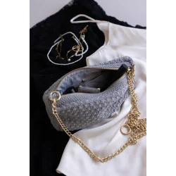 Strikket Clutch/Cross Body m. k�de - Grey Melange