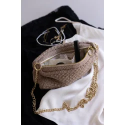 Strikket Clutch/Cross Body m. k�de - Tiger Melange