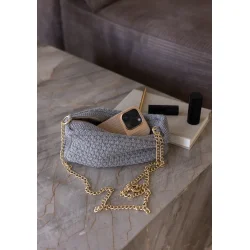 Strikket Clutch/Cross Body m. k�de - Grey Melange