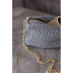 Strikket Clutch/Cross Body m. k�de - Grey Melange