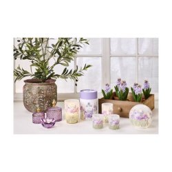 Glas m. LED - blomster laveldel/guld